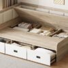 Full Size Daybed With 3 Drawers And 3 Storage Compartments - Nature / Beige - Image 11