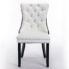 Nikki - Modern, High-End Tufted Solid Wood Contemporary And Velvet Upholstered Dining Chair With Wood Legs Nailhead Trim (Set of 2) - White / Black - Image 2
