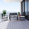10 Piece Interlocking Deck Tiles Checker Pattern, Square Acacia Hardwood Outdoor Flooring For Patio, Bancony, Pool Side - Light Gray - Image 27