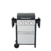 3 Burner Propane Gas Bbq Grill, 25650Btu Output With Wire Enamel Cooking Grids For Outdoor Barbecue, Foldable Side Table, Stainless Steel - Black / Silver - Image 6