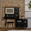 Modern Makeup Vanity Desk With Mirror And Lights Retractable Design Engineered Wood - Black - Image 5