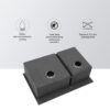 Double Bowl Kitchen Sink 16 Gauge 33" X 22" With 2 10" Deep Basins - Gunmetal Black - Image 7
