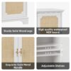 Rattan Decorated Sideboard Buffet Storage Liquor Cabinet - White - Image 14