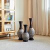 Desktop Vase, Classic And Neat Floor Vase, High Independent Flower Stand, Home Decoration Flower Stand (Set of 3) - Brown White - Image 9