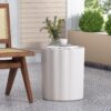 Outdoor End Table With Soft Wave Edge - Antique White - Image 2