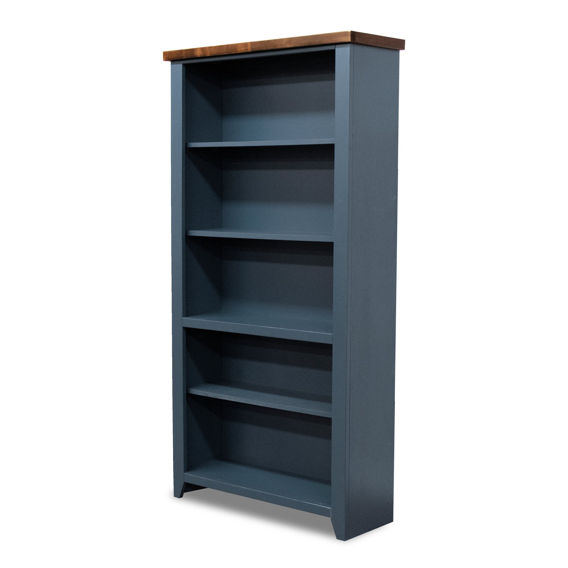 Nantucket - 5 Shelf Bookcase - Blue Denim, Whiskey - Image 5