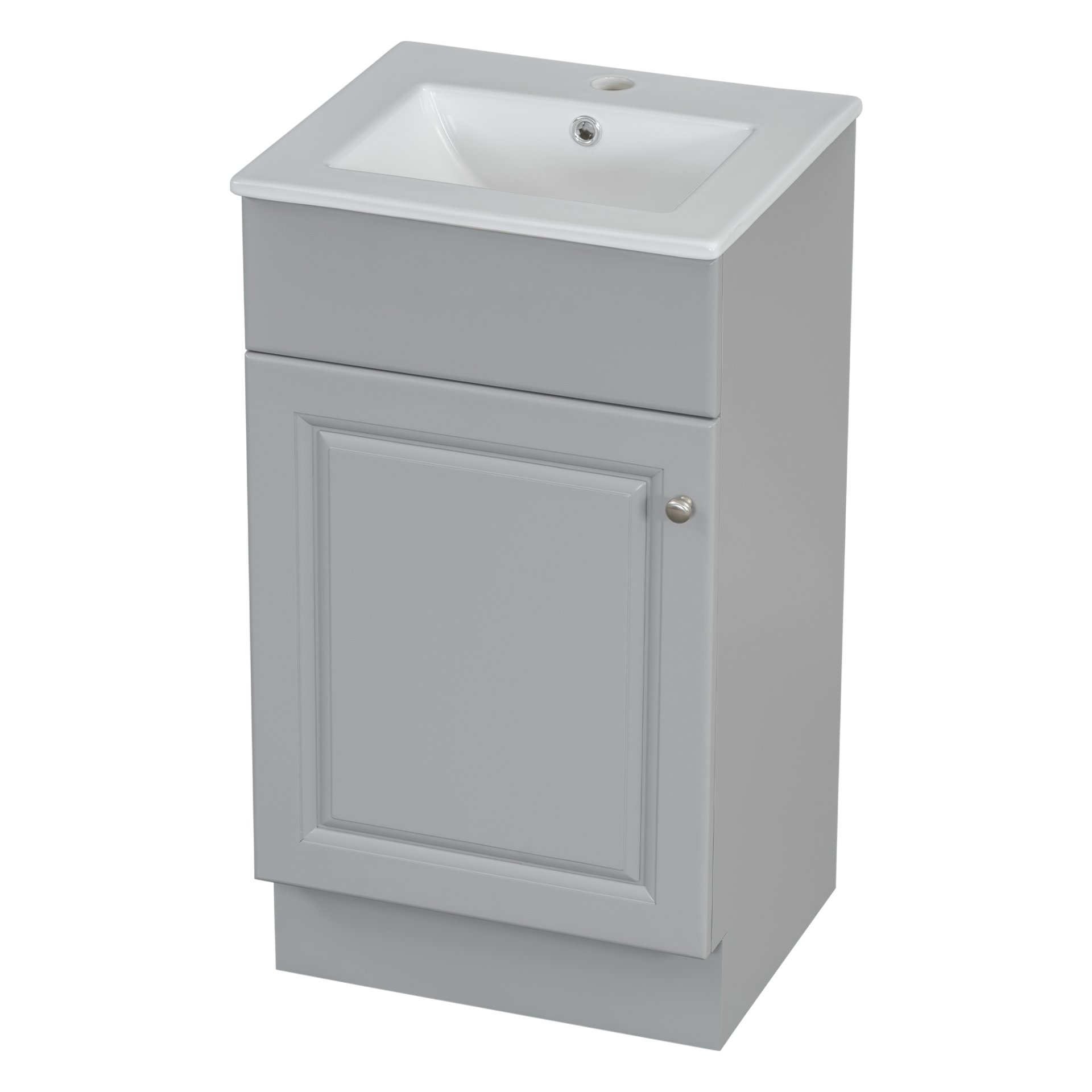 Bathroom Vanity With Sink, Vanity Cabinet With Door Shelf And Adjustable Shelf - Gray - Image 14