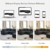 U Shaped Sectional Sofa 6 Seat Couch Set With Oversized Ottoman, Hidden Armrest Storage And Cup Holders USB Charging Ports Wide Seat Sofa - Black - Image 24