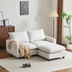 3 Piece L Shaped Modular Free Combination Sectional Sofa Couch With Ottoman - White