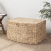 Rectangular Curve Water Hyacinth Woven Wicker Trunk With Handles For Clothes Toys Magazines And Book Storage - Natural / Light Brown - Image 2