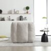 Modern Indoor Fluffy Bean Bag Chair With Memory Foam And Ottoman Super Soft Velvet - Light Gray - Image 9