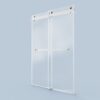 Frameless Double Sliding Soft-Close Shower Door, 3 / 8" Thick SGCC Tempered Glass Door - Brushed Nickel - Image 15