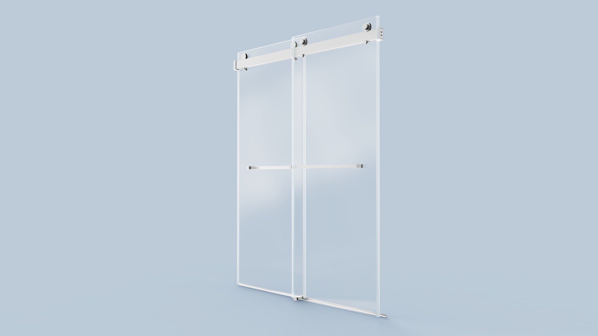 Frameless Double Sliding Soft-Close Shower Door, 3 / 8" Thick SGCC Tempered Glass Door - Brushed Nickel - Image 15
