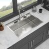 33" Drop In Kitchen Sink With Workstation, 16 Gauge Stainless Steel - Brushed Nickel - Image 5