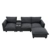 Modern Sectional Cloud Sofa With Console USB Charger Reading Light Cup Holder, Wide Seat 4 Seat Modular Couch Storable Indoor Funiture - Dark Gray - Image 2