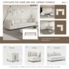 Modern Modular Sectional Oversized 4 Seat Couch Set With 4 Pillows, Minimalist Style Wide Seat Comfy Sofa - Cream - Image 7