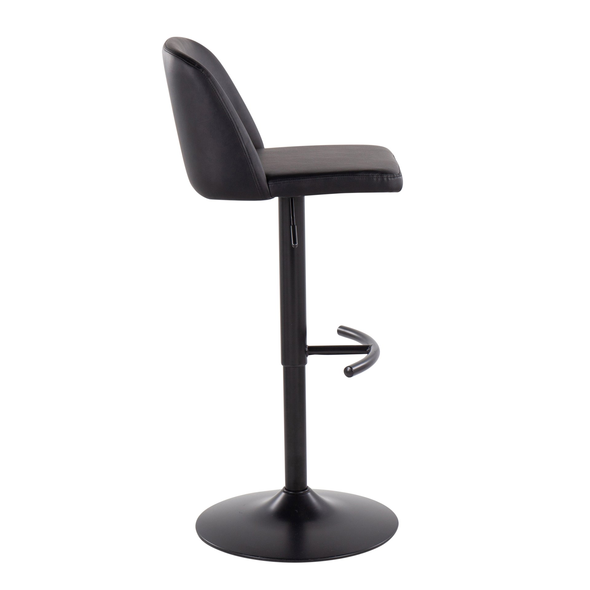 Toriano - Contemporary Adjustable Bar Stool With Rounded T Footrest (Set of 2) - Black - Image 3
