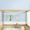 Full Size Canopy Frame Floor Bed With Fence, Guardrails - Natural - Image 4