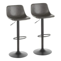 Duke - Industrial Adjustable Barstool (Set of 2) - Black / Gray
