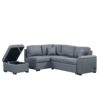 Sleeper Sectional Sofa, L-Shape Corner Couch Sofa - Bed With Storage Ottoman & Hidden Arm Storage & USB Charge For Living Room Apartment - Dark Gray - Image 18