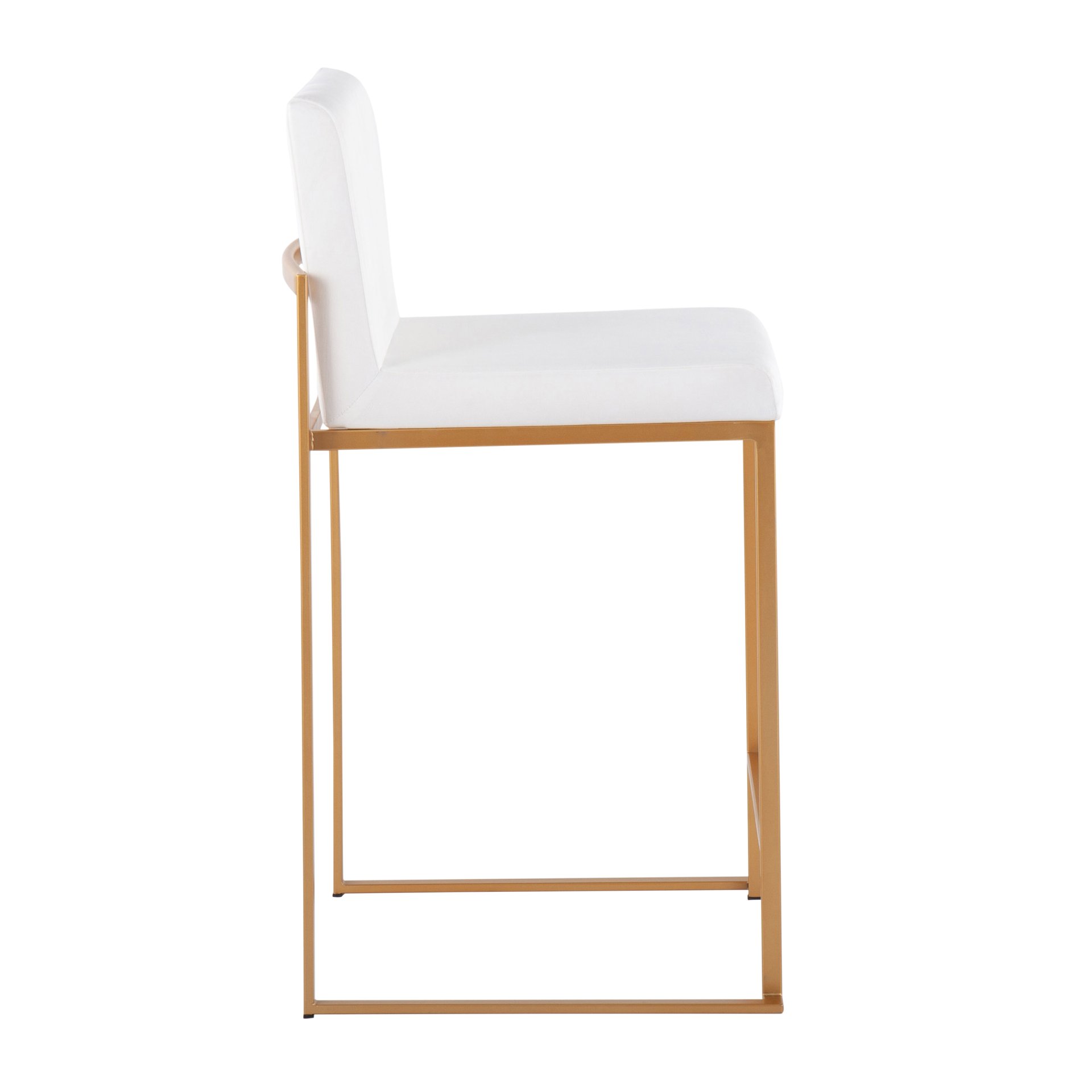 Fuji - Contemporary High Back Counter Stool (Set of 3) - Gold / White - Image 3