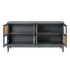 Retro Industrial Gray 4 Door Sideboard With Large Storage, Rattan And Glass Doors - Antique Dark Gray / Rattan - Image 6