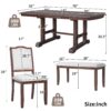 6 Piece Extendable Dining Table Set, Wood Table With Removable Leaf, 4 Upholstered Chairs And Bench - Cherry - Image 3