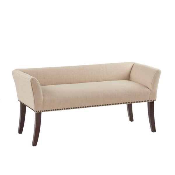 Modern Design Bench Upholstery Solid Wood Frame - Tan