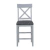 Solid Wood Farmhouse Counter Height Dining Table Set With 3 Tier Storage Shelves, Upholstered Dining Chairs For 4, 5 Piece - Gray - Image 16