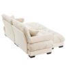 Over Size Modern Velvet 2 Seater Sofa With Ottoman And Round Bolster Armrests - Cream - Image 15