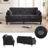 Modern Style Chenille 2 Seater Sofa With LED Light, USB Port And Storage Bag - Black - Image 4