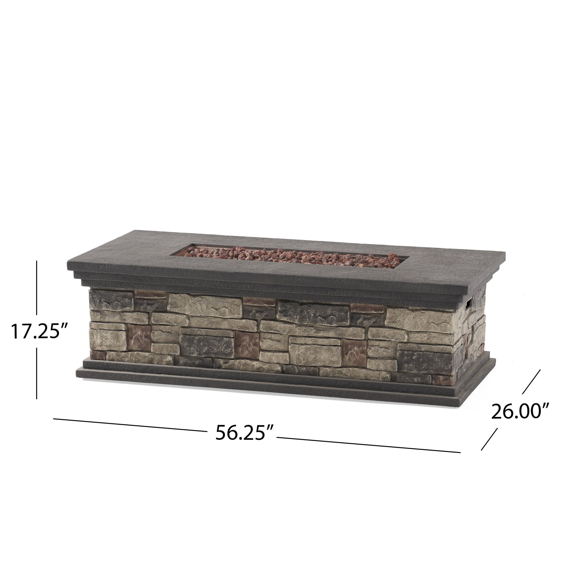 Contemporary Rectangle Fire Pit 50, 000 Btu Magnesium Oxide - Stone Gray - Image 3