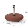 Concrete Round Wheelie Umbrella Base With Stainless Steel Holder - Terracotta - Image 3