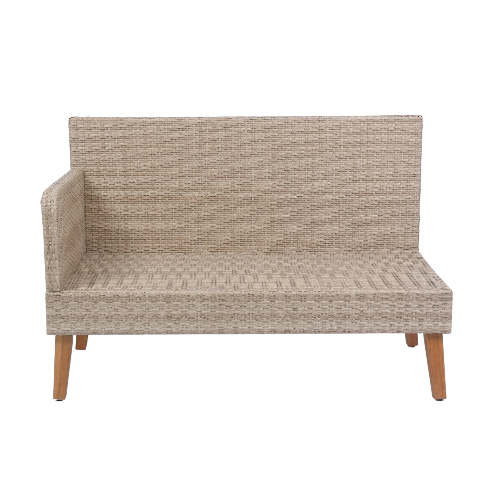 3 Piece Patio Sectional Wicker Rattan Outdoor Furniture Sofa Set Natural Wicker And Cushion - Yellow / Dark Gray - Image 7