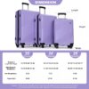 3 Piece Luggage Sets Lightweight Suitcase With Two Hooks, Spinner Wheels, (20/24/28) - Light Purple - Image 3