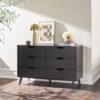 Mid-Century Hans 6 Drawer Dresser With Cut-Out Handles - Black - Image 3