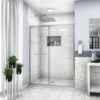 Elegant Single Sliding Bypass Shower Enclosure, Tempered Glass - Brushed Nickel - Image 2