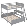 Full Over Full Bunk Bed With Desk - Gray - Image 2