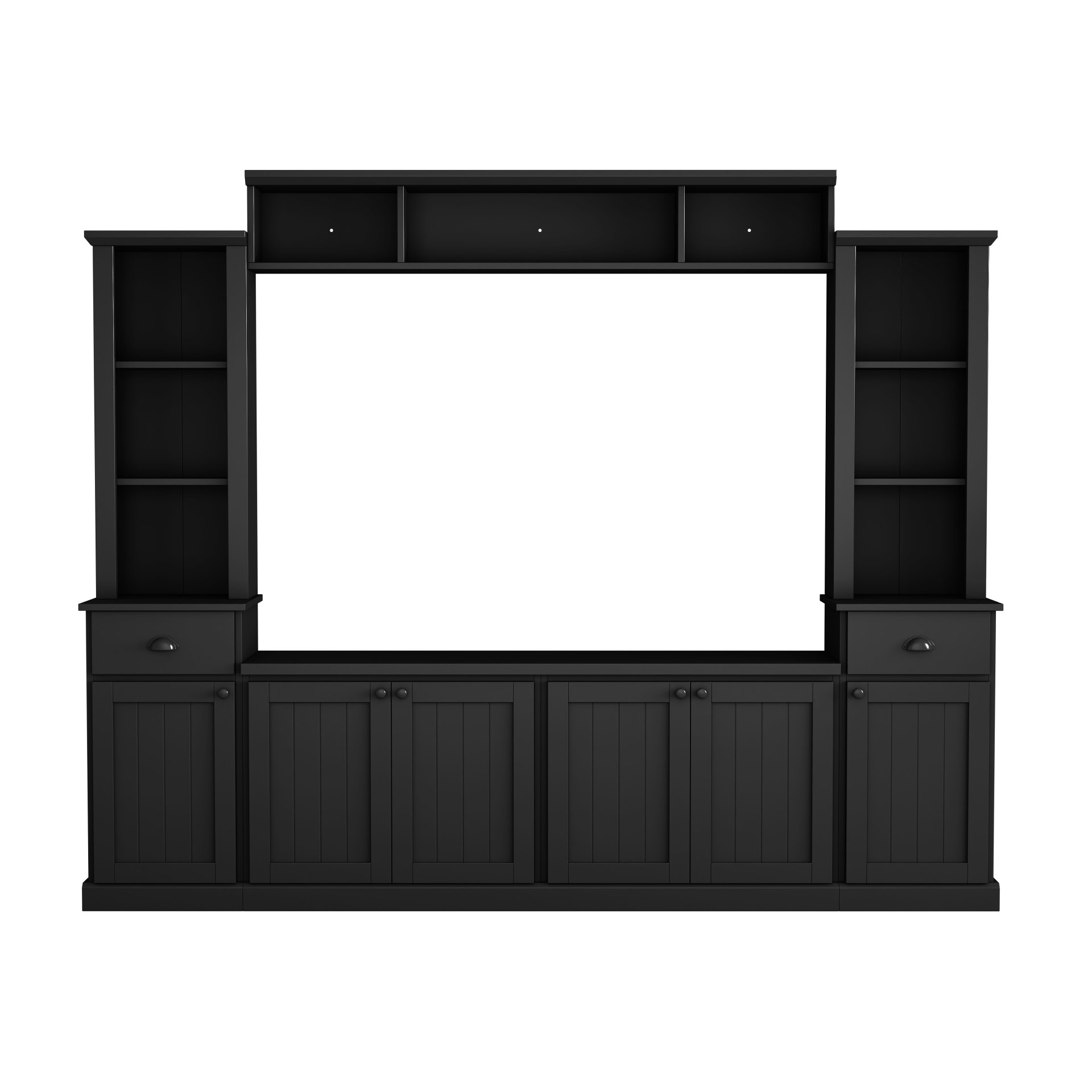 Minimalist - Entertainment Wall Unit Set With Bridge For TVs Up To 75", Ample Storage Space TV Stand With Adjustable Shelves - Black - Image 15
