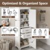 Freestanding Bathroom Vanity Tall With Damping Hinge Doors, Adjustable Shelves - White - Image 7