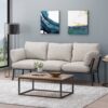 Mid Century Modern 3 Seater Sofa With Pillow Cushions - Light Gray - Image 2