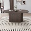 Modern Dining Table With Vertical Striped Legs And Elegant Table Top For 4 - 8 People - Brown - Image 4
