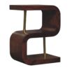 S Curve Brass Bedside Table - Dark Brown - Image 3