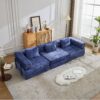 Convertible Floor Sofa Bed With Fixed Shape Frame, Boneless Modular Sectional Sofa, For Living Room - Dark Blue - Image 12
