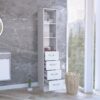 Linen Cabinet, 3 Shelves, 4 Drawers And Metal Handles - White - Image 5