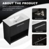 Modern 36" Bathroom Vanity With Ceramic Sink And Soft Closing Doors - Dark Oak - Image 9