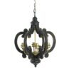 French Country Wood Chandelier, 6 Light Farmhouse Pendant Light Fixture With Adjustable Chain For Kitchen Foyer Hallway, Bulb Not Included - Black - Image 2