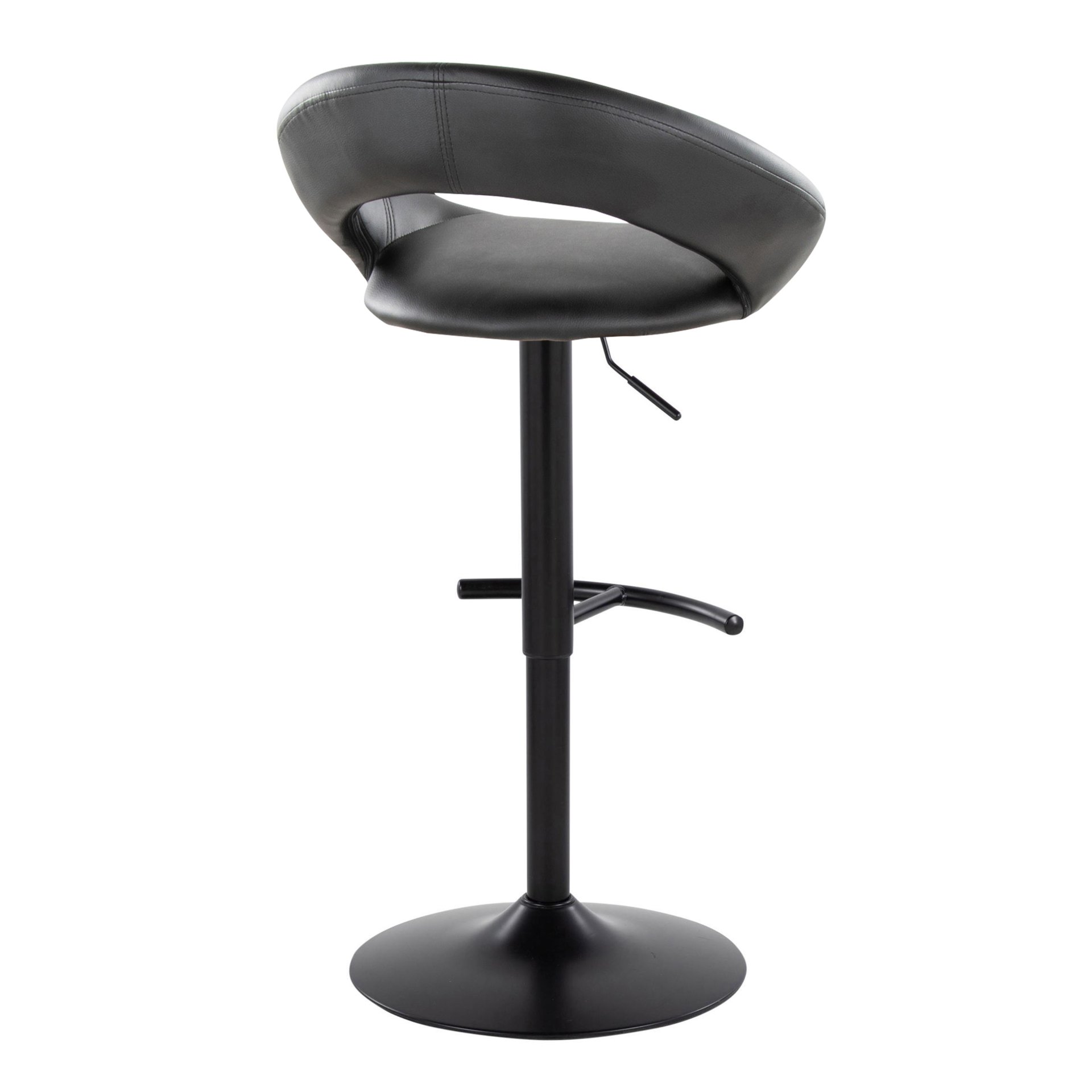 Posh - Contemporary Adjustable Barstool With Swivel With Rounded T Footrest (Set of 2) - Black - Image 4