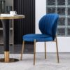 Amoa - Contemporary Velvet Upholstery Dining Chair - Blue - Image 3