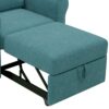 Modern 3 In 1 Convertible Sleeper Chair Bed, Linen Upholstery, Adjustable Backrest - Teal - Image 10